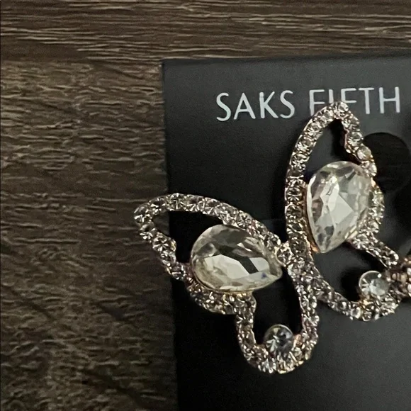 Saks Fifth Avenue Sparkling Crystal Butterfly Earrings - Picture 2 of 4